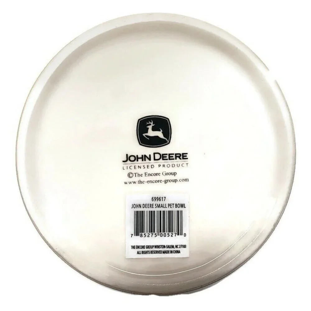 John Deere Tractor Farm Encore Dog Cat Food Bowl Ceramic Size Small 5.5